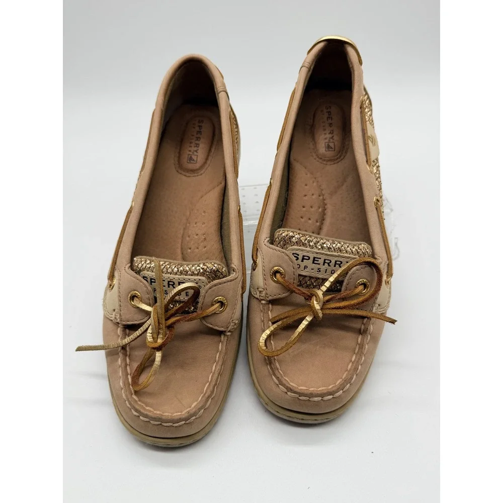 Sperry Top-Sider Angelfish Boat Shoes Women's 7.5M Tan Gold Glitter Leather